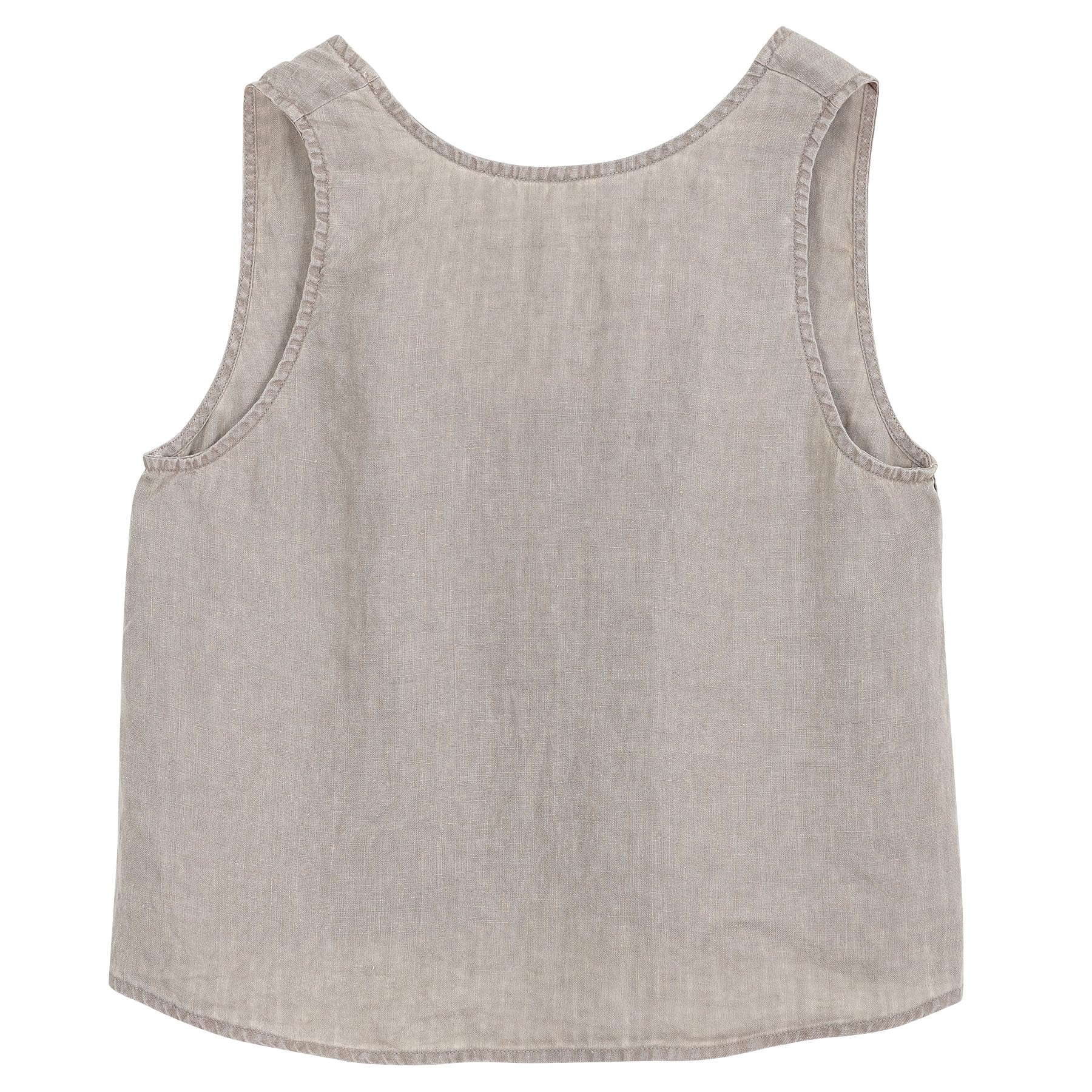 Amazhiyu Damen-Oberteil, 100 % Leinen, lässig, ärmellos, U-Ausschnitt, pflanzengefärbt, Größe S-XL