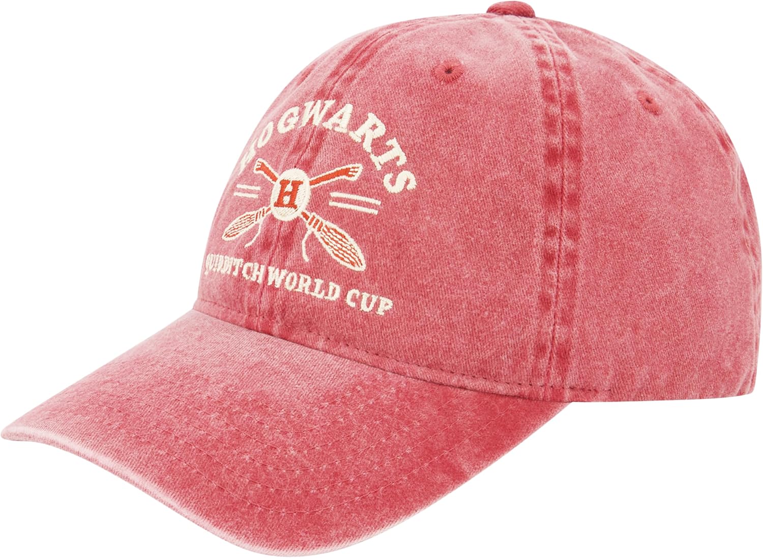 Harry Potter Baseball Cap, Hogwarts Quidditch World Cup Unisex Adjustable Cotton Dad Hat with Curved Brim, Red, One Size