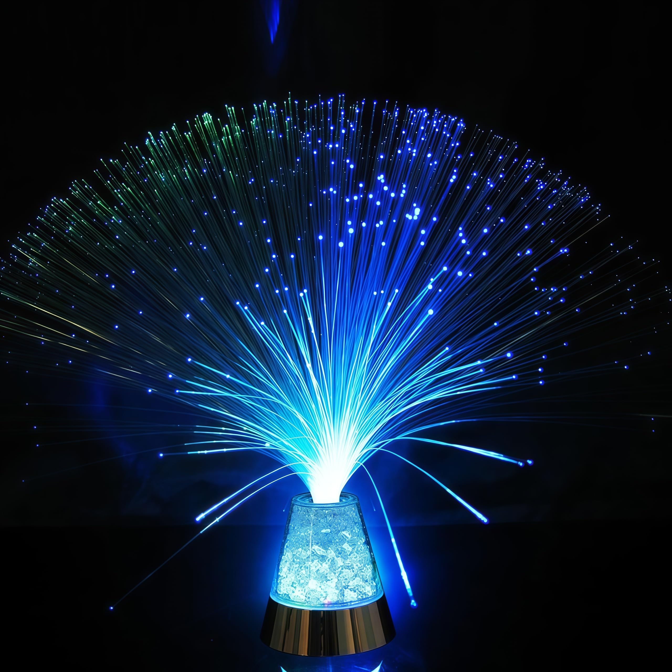 Fibre Optic Lamp, Fibre Optic Lamp with Colour-Changing Crystals LED Light Glacier Night Light for Birthday Christmas Halloween Valentine's Day Wedding Dinner Party Bedroom Table Decoration