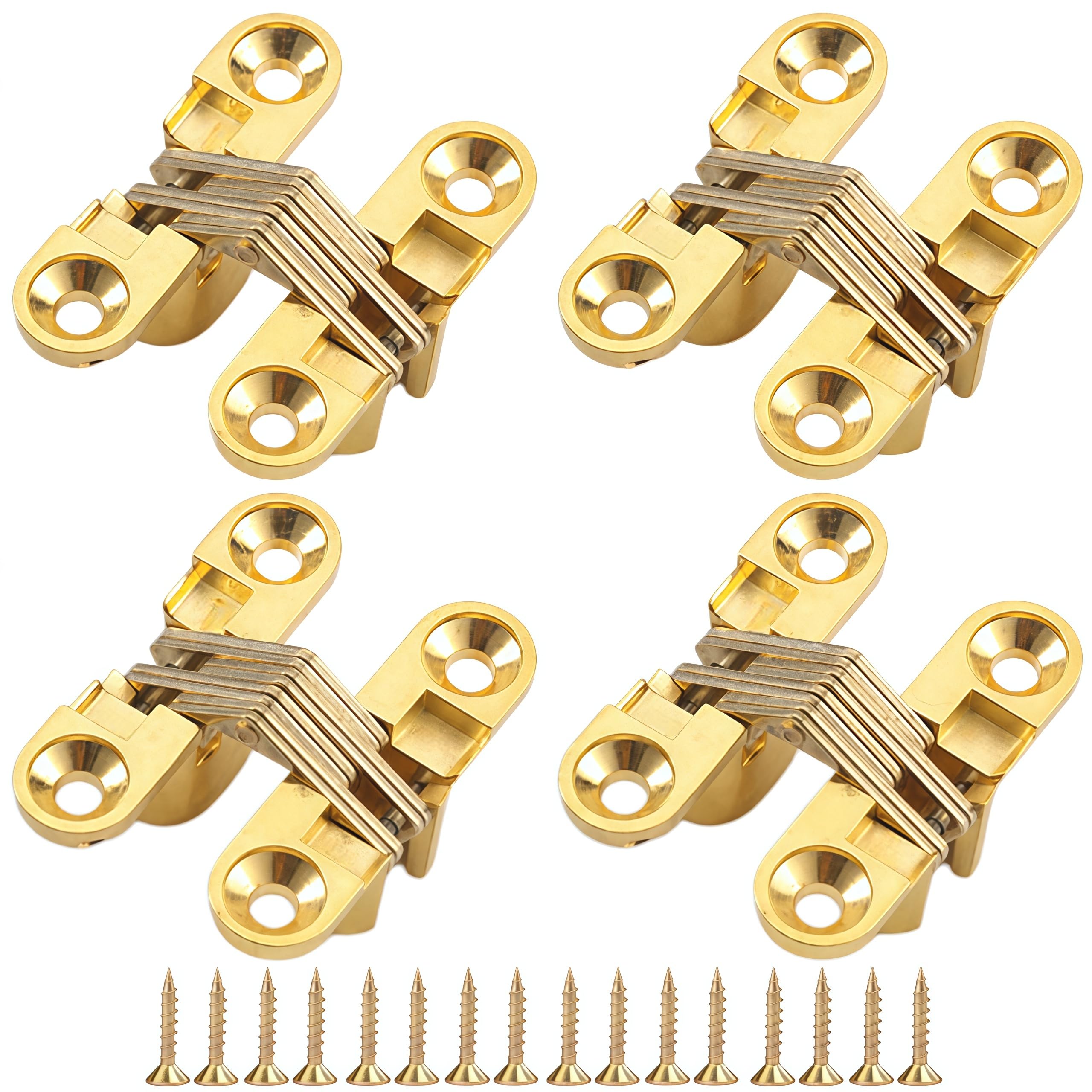 Vbnexyr Gold Hinges 4 Pack Alloy 180 Degree Folding Silent Concealed Hinges For Cabinet Doors And Windows Classic Style