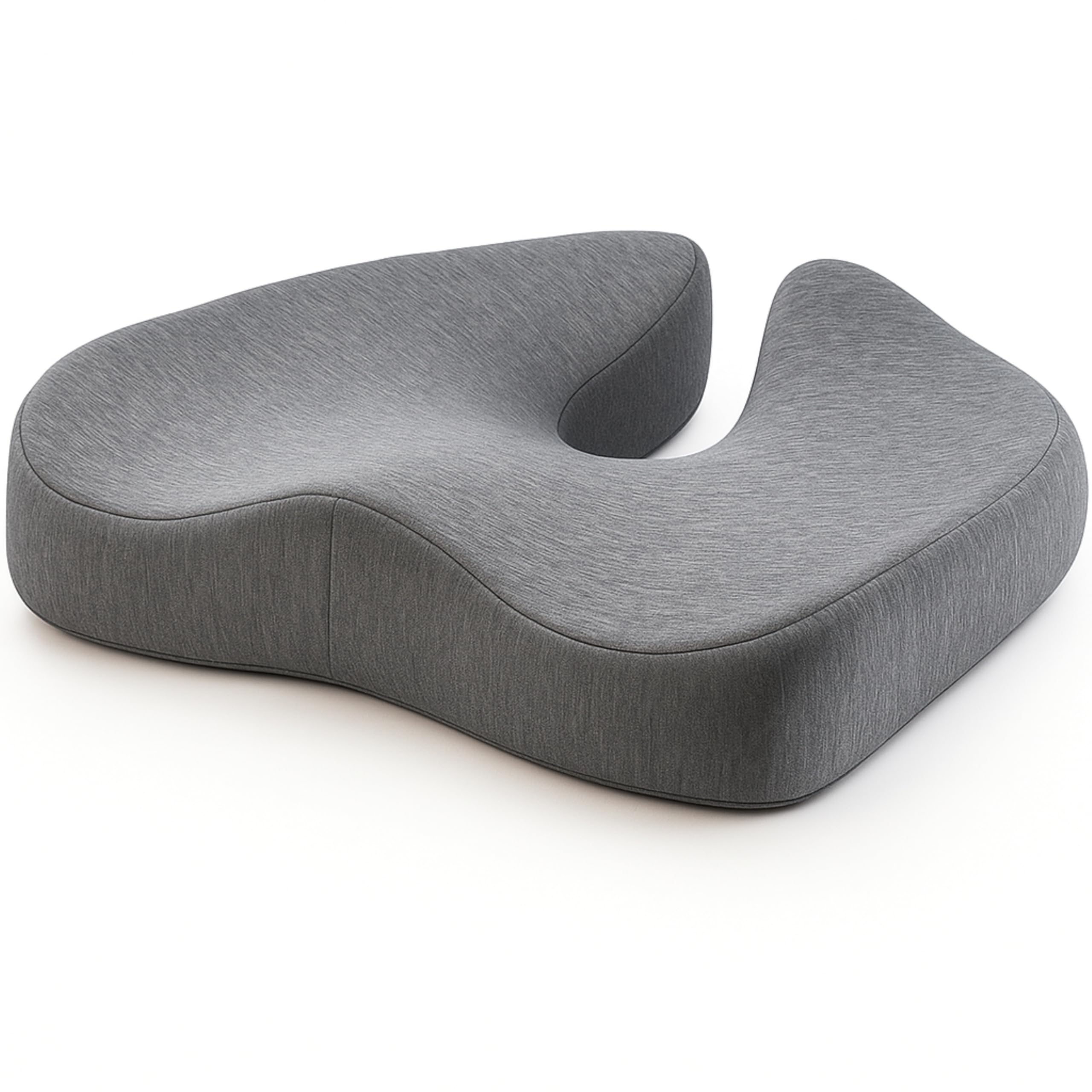 ORTHICO Gel Memory Foam Coccyx Seat Cushion – Orthopedic Tailbone & Sciatica Relief Cushion for Office Chair, Car & Wheelchair – Large, Grey, Washable Cover, 1-Year Warranty