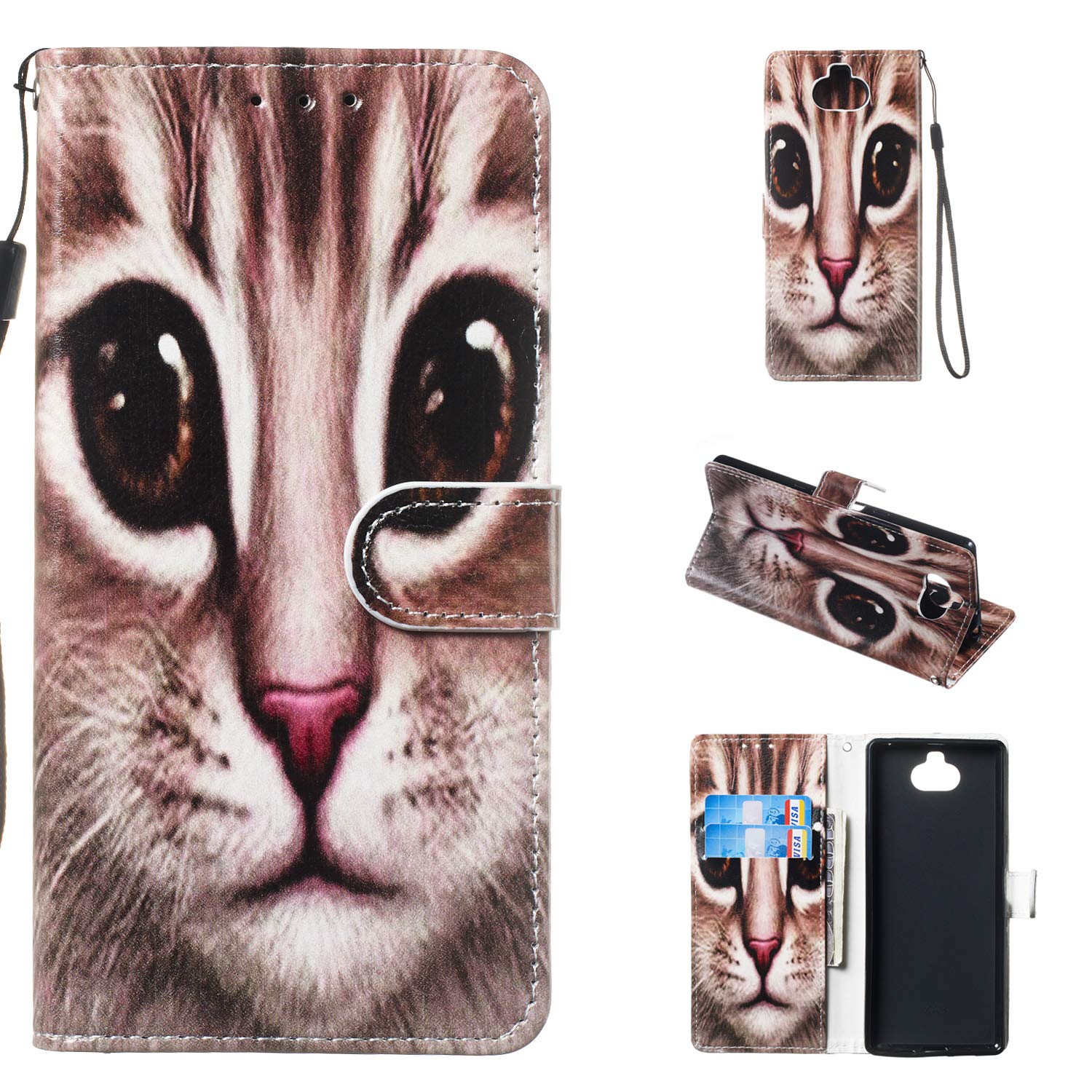 Sony Xperia 10 Case, with Magnetic Closure Stand Card Holder ID Slot Money Pouch Folio PU+TPU Bumper Protective Skin Phone Cover - Garfield