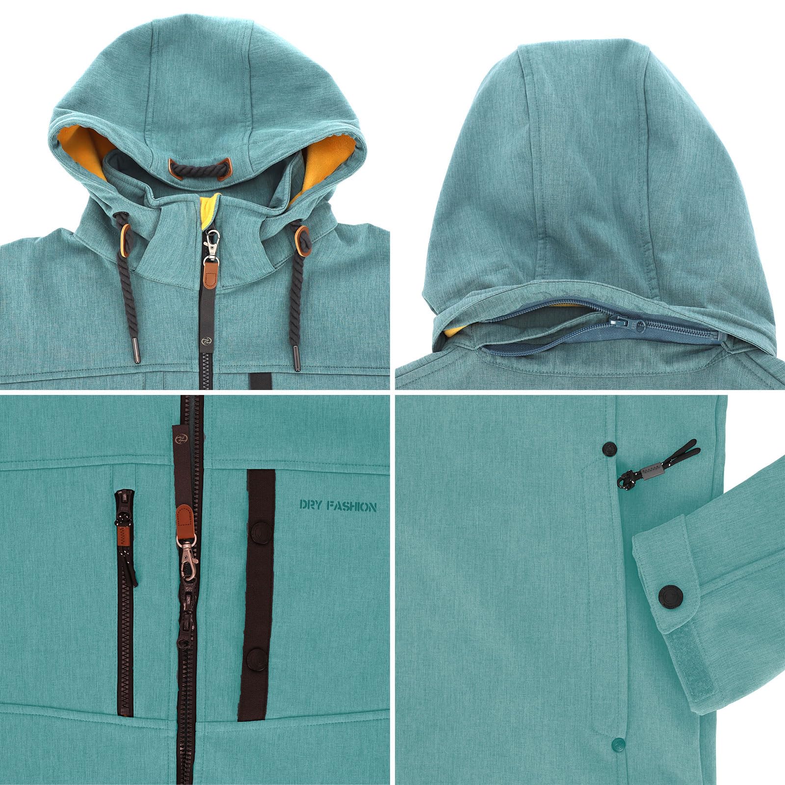 Dry Fashion Herren Softshelljacke Usedom - Jacke in Anthrazit, Größe S | Atmungsaktiv & wetterfest, 3-Lagen-Softshell, Abnehmbare Kapuze, Zwei-Wege-Reißverschluss, Saum und Armbündchen verstellbar