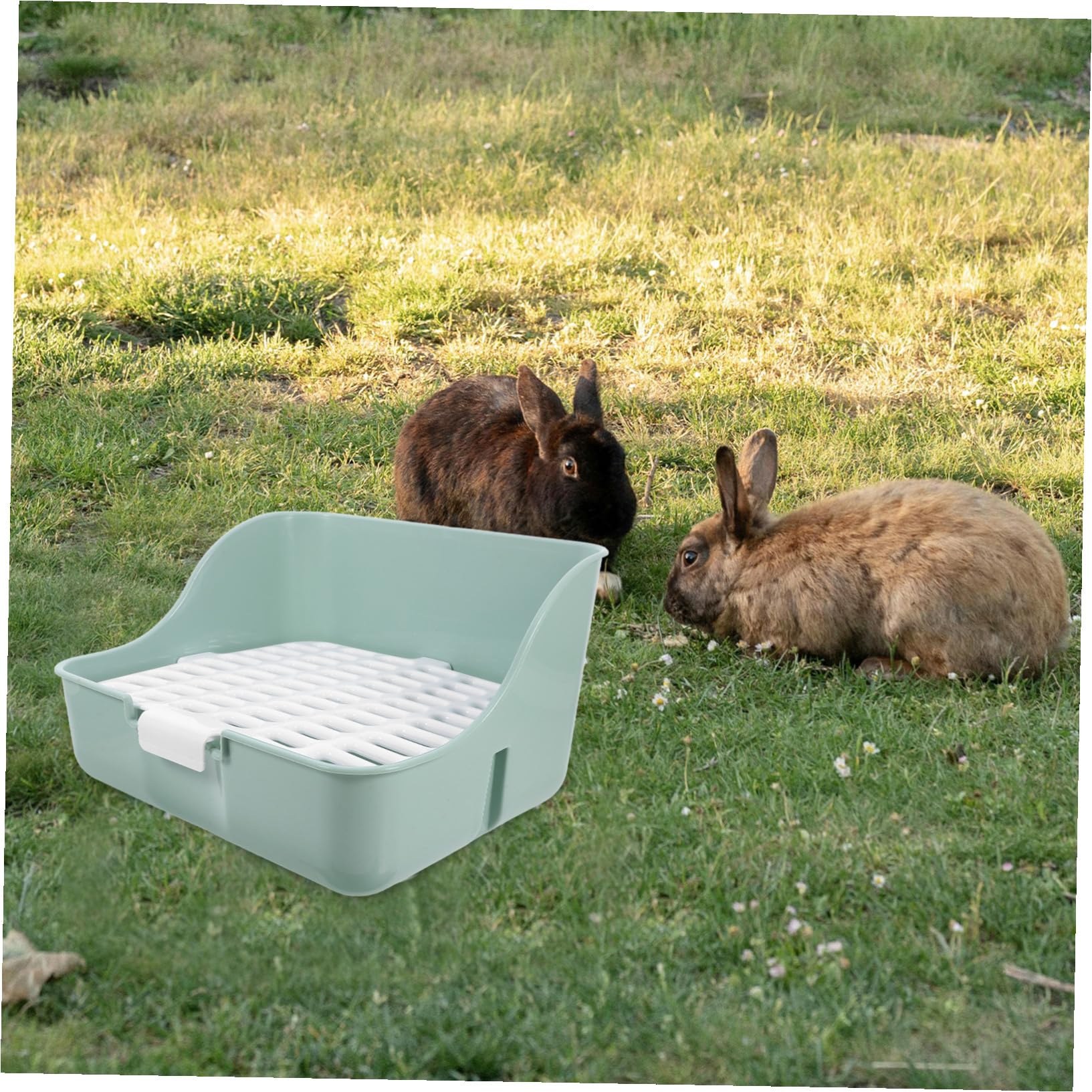 Kaninchentoilette Eckschale aus Abs mit Antispritz Design und Komfortabler Umgebung Große Meerschweinchen Töpfchen für Kaninchen und Zwergkaninchen in Hellem Grün