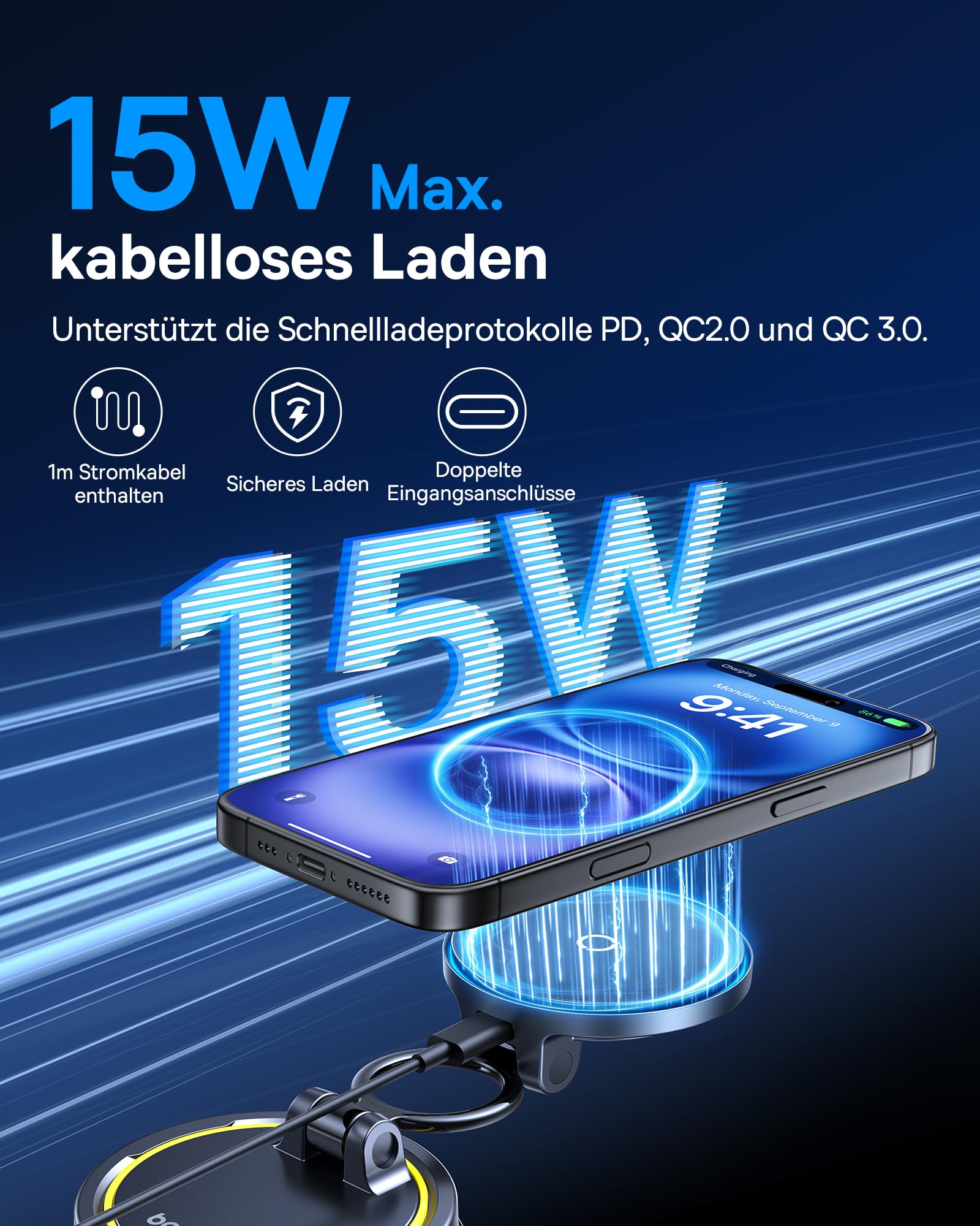 Baseus VC2 Flex Pro 15W Handyhalterung Auto für Magsafe mit Ladefunktion, Magnet Autohalterung kfz Ladegerät für Armaturenbrett, Wireless Car Charger für iPhone 17,16,15,14,13,12 Pro Max