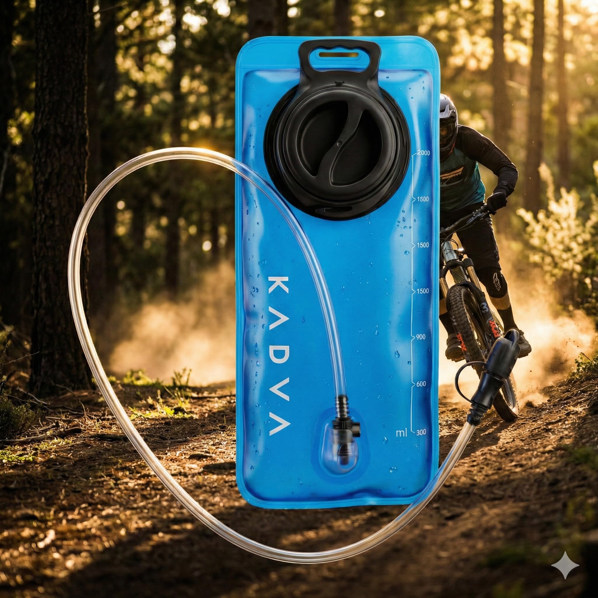 KADVA Bolla per Bere – a Prova di perdite e Facile da Pulire – Termoplastica Senza BPA con Sistema ClickFit – 2 Litri Blu – per Escursioni, Corsa e Ciclismo