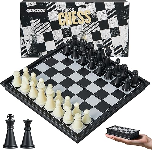 Mini juego de ajedrez de viaje - 5.1 pulgadas magnético portátil plegable juegos de mesa para niños - Juego de ajedrez de bolsillo pequeño (XS)