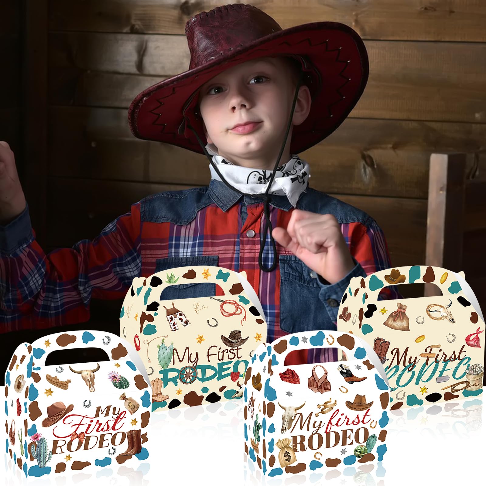 24-Pack My First Rodeo Cowboy Party Favor Bags - Western Theme Gift Goodie Bags For 1st Birthday & Baby Showers