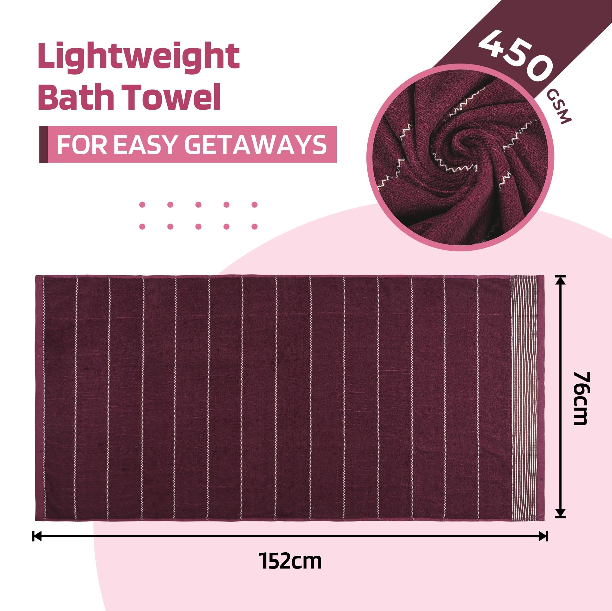 Urbane Home Pack of 3 Cotton Bathing Towel for Men/Women | 450 GSM Fade/Wrinkle Resistant Towels for Bath 30x60 Inch | Maroon, Dark Blue & Brown 1