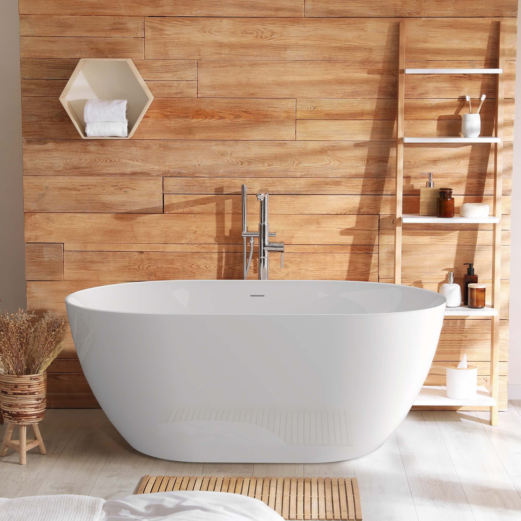 Buy GETPRO Free Standing Tub Acrylic 51", Curve Edge Freestanding