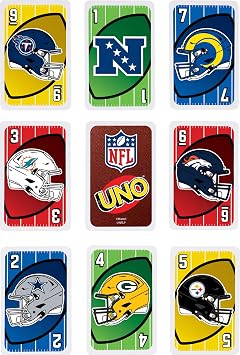 Mattel Games UNO NFL Card Game with Storage Tin, Ages 7+ | With NFL Team Logos & Special Rules for Kids, Teens & Family Game Night, Ages 7+, 2-10 Players