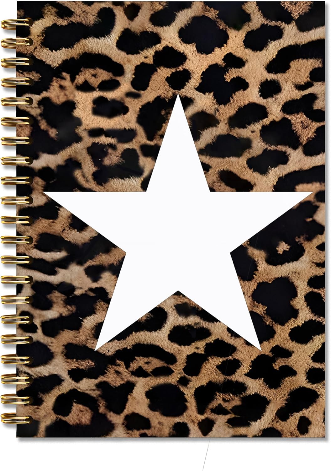 GTYNU Trendy Preppy Leopard Print Star Notebook Journal, Leopard Print Gifts for Women, Funky Y2K Aesthetic Cheetah Notebook for Note Taking, Girly Preppy Office Supplies, 5.5x8.3 Inch