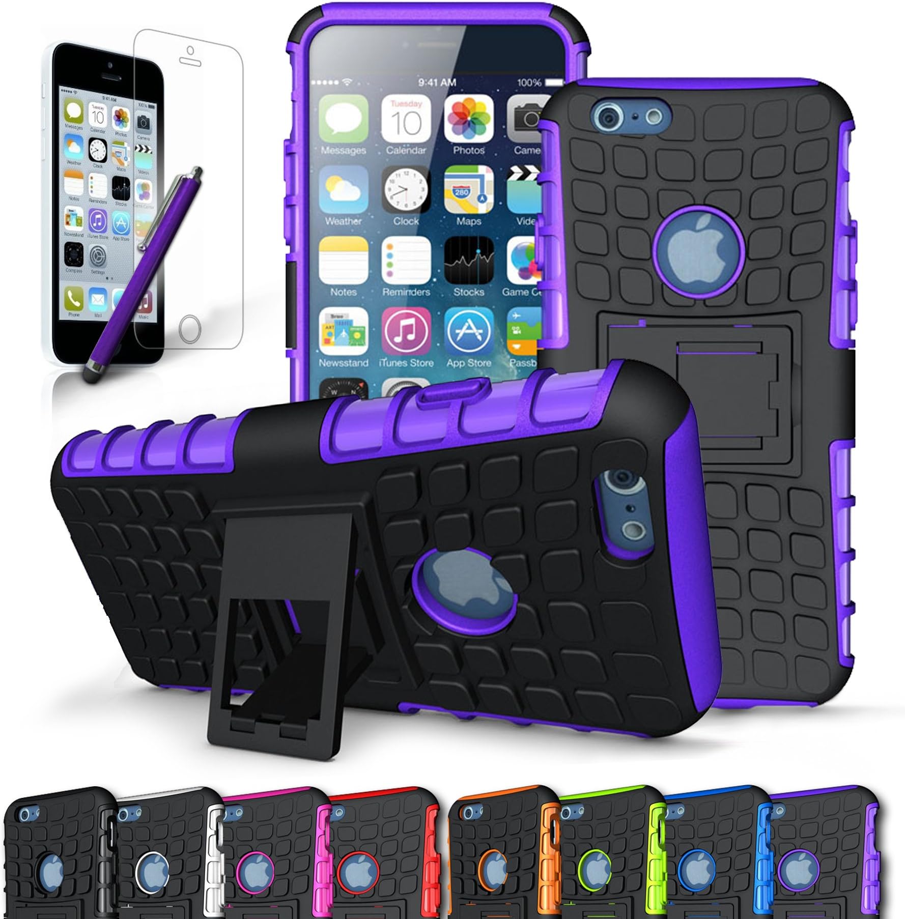 iPhone 6S Case/iPhone 6 Case, CINEYO Heavy Duty Rugged Dual Layer Case with Kickstand (Apple iPhone 6S Case/iPhone 6 Case - 4.7" case) (Purple)