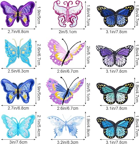 Miniatura 2 de 12 parches de mariposa para coser, parches bordados de mariposa PAGOW para planchar, parches bordados para coser con plancha, parches de costura