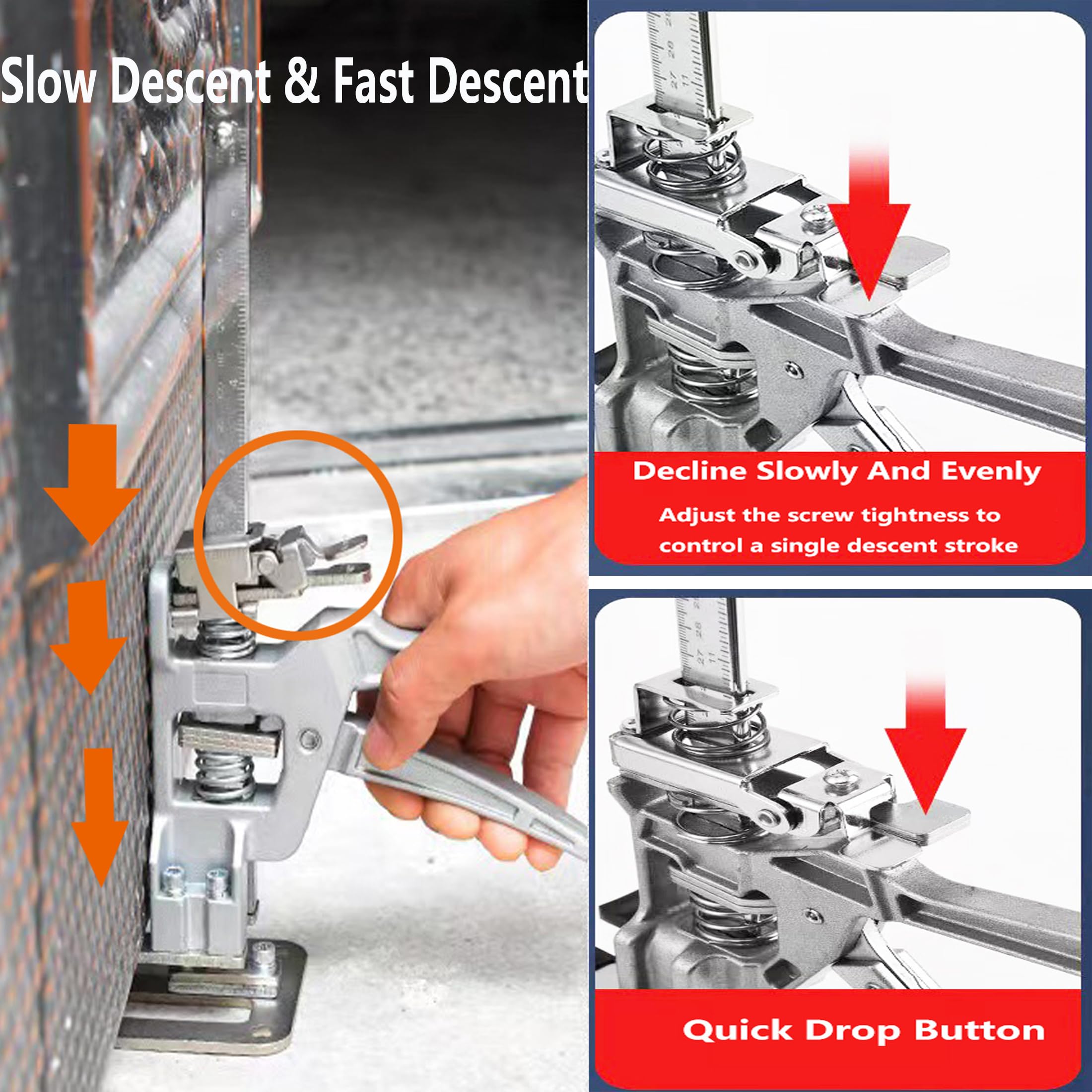 2 stuks arbeidsbesparende handliftende krik - kastkrik, ratel lifter jack tool met multi-f unctie hoogteverstelling, hefklemmen zware meubelverhuizer lifter voor deur en tegel 2 stuks arbeidsbesparende handliftende krik - kastkrik, ratel lifter jack tool met multi-f unctie hoogteverstelling, hefklemmen zware meubelverhuizer lifter voor deur en tegel