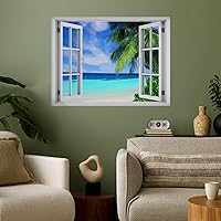 Vista 16 de wall26 Adhesivo mural removible para pared, diseño de pájaros volando sobre la vibrante playa, playa, puesta de sol, naturaleza, desierto