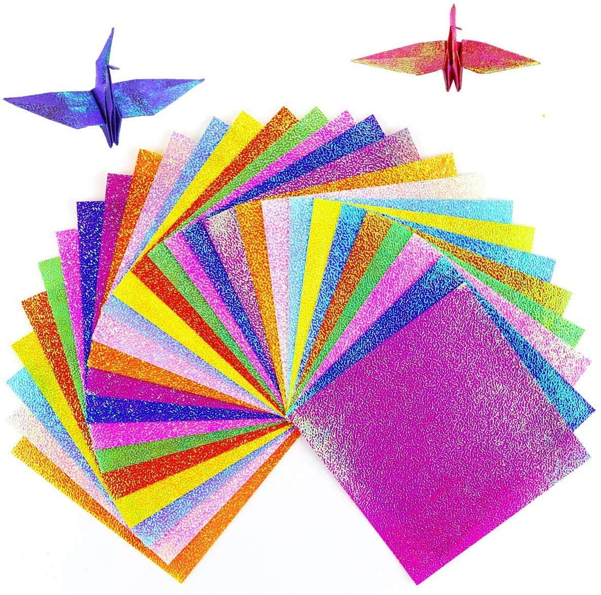 Amazon.co.jp: キラキラ 折り紙50枚10色 カラフル折り紙折 り畳み多