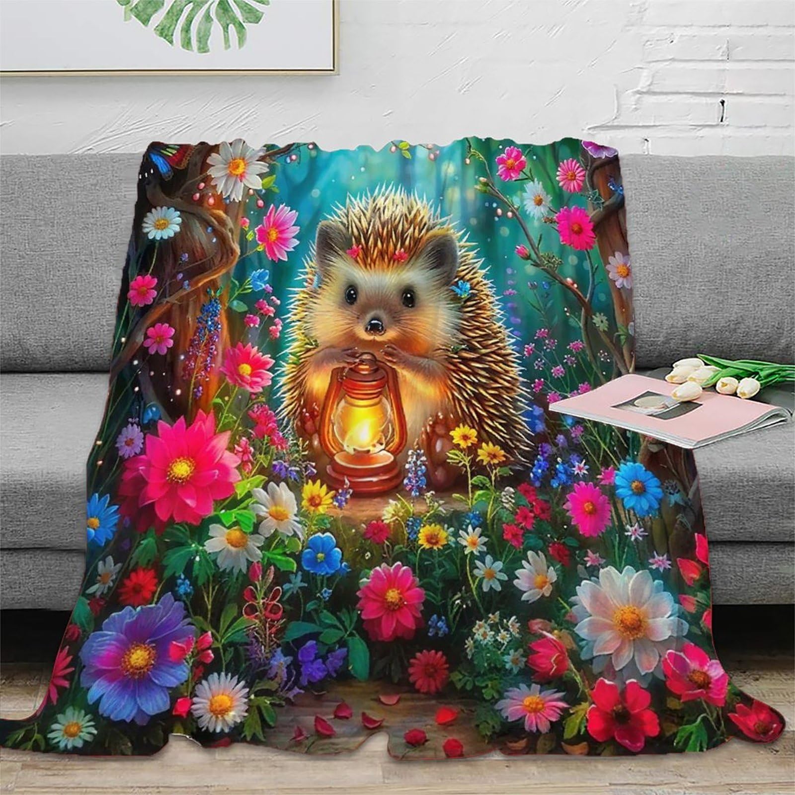 Couverture hérisson pour cocooning plaid de lit doux ado et adulte