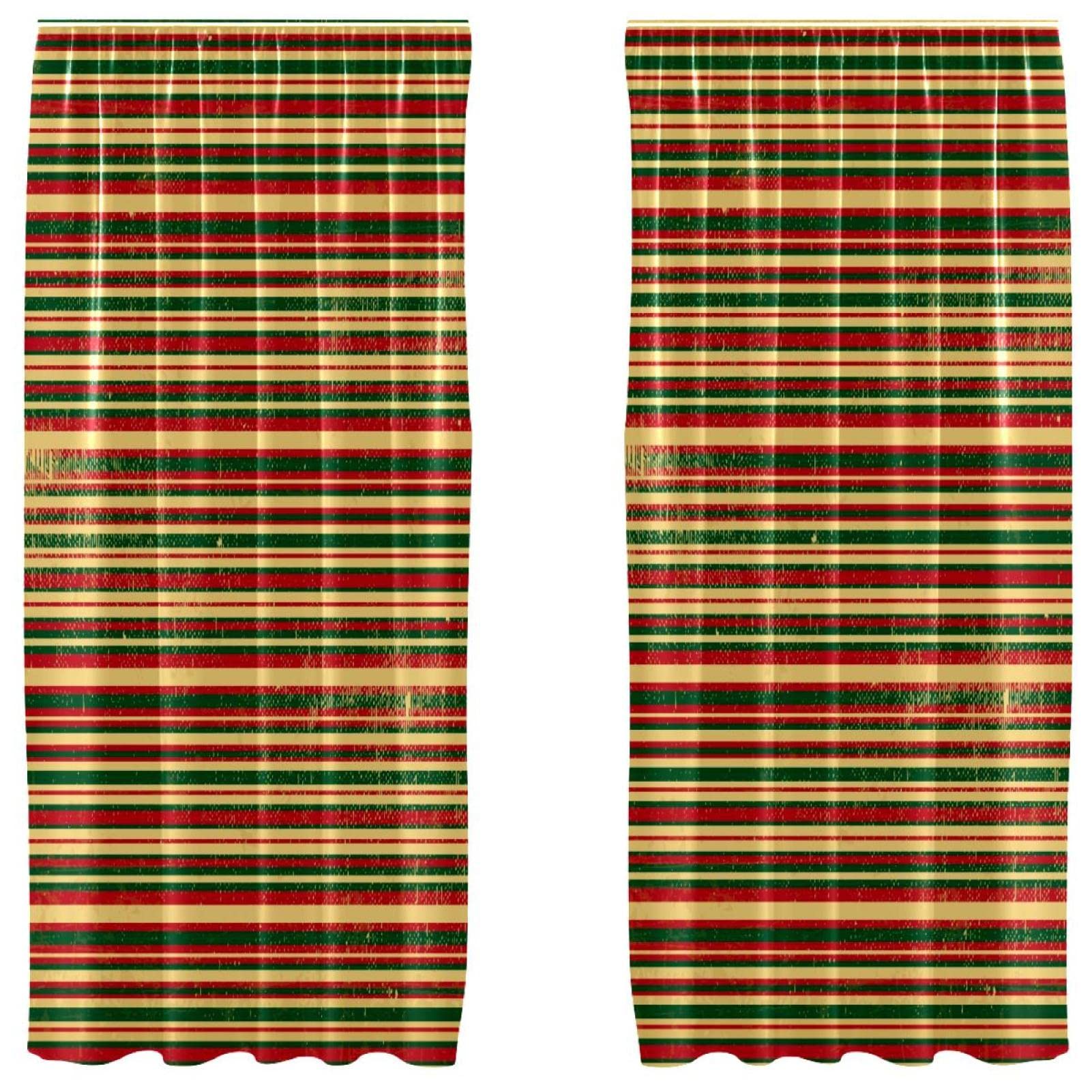 Cortinas de Navidad Grunge con caída ligera que iluminan tu salón con franjas festivas 55x84