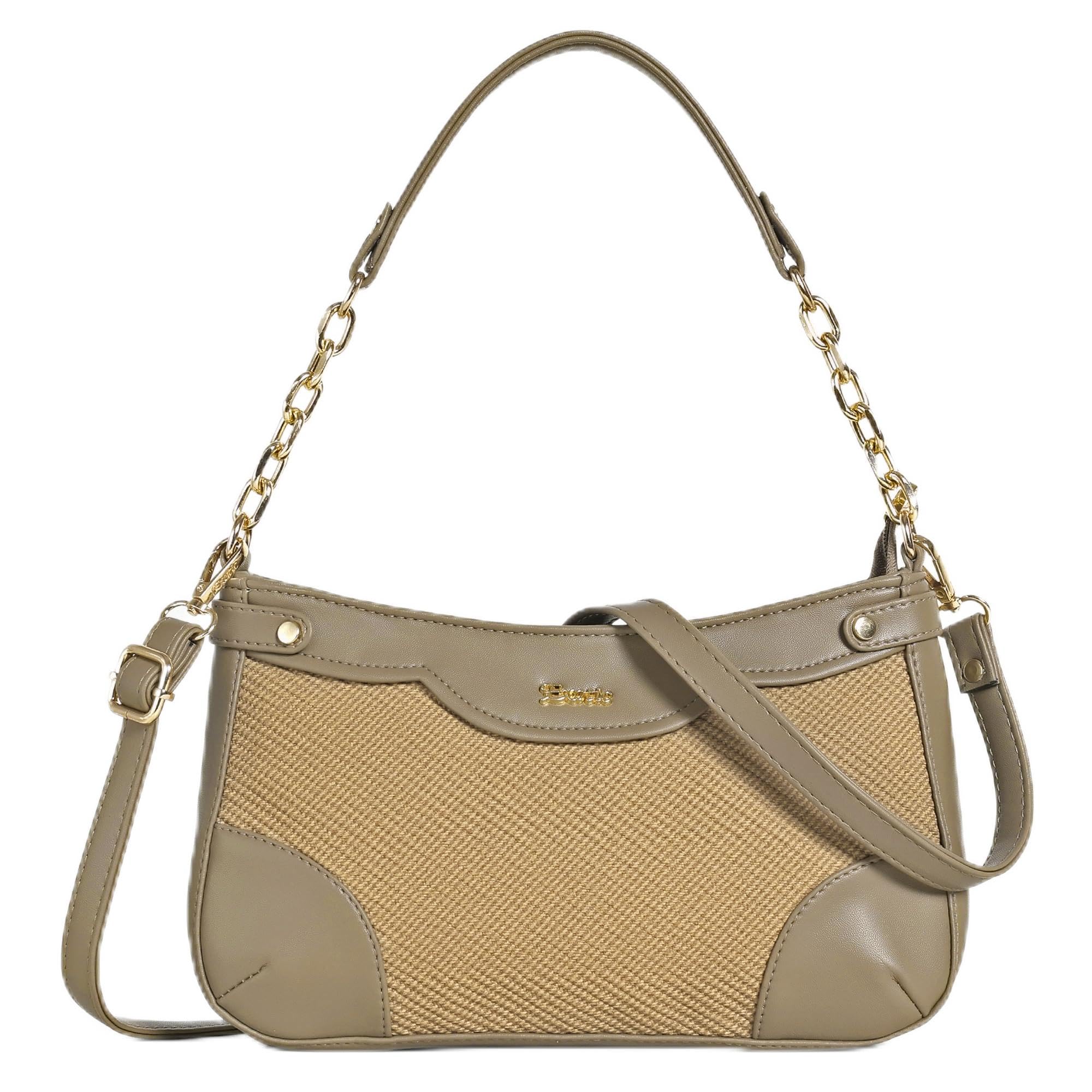 exotic Noiré Curve Structured Shoulder bag with Chain Detail Handle and Detachable Strap-picture-38