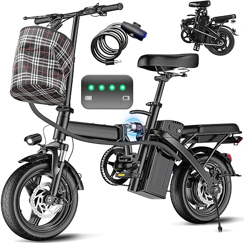 Electric Bike for Adults and Teens, 560W Motor 24MPH Compact Commuter Folding Ebike, 32 Miles Range, 48V 10Ah Battery, 3-Level Pedal Assist, 14" Foldable Mini Electric Bicycle, UL 2849 Certified