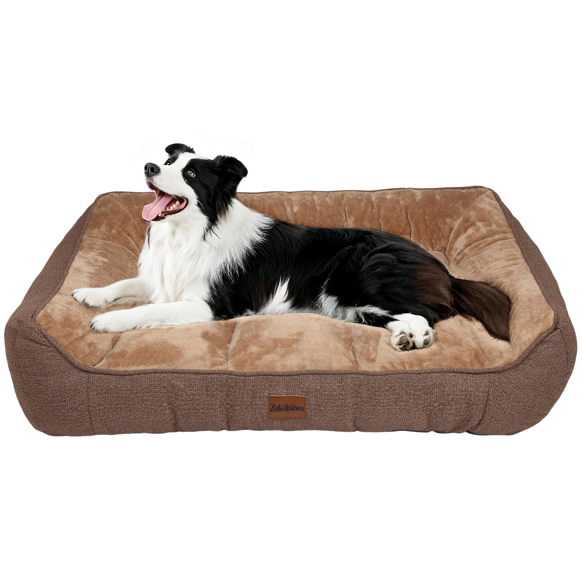 Orthopedic Dog Bed for Large Dogs - Extra Thick Supportive Dog Couch Bed, Pet Beds Sofa with Waterproof Washable Cover & Non-Slip Bottom, Brown, 38x28 Inch