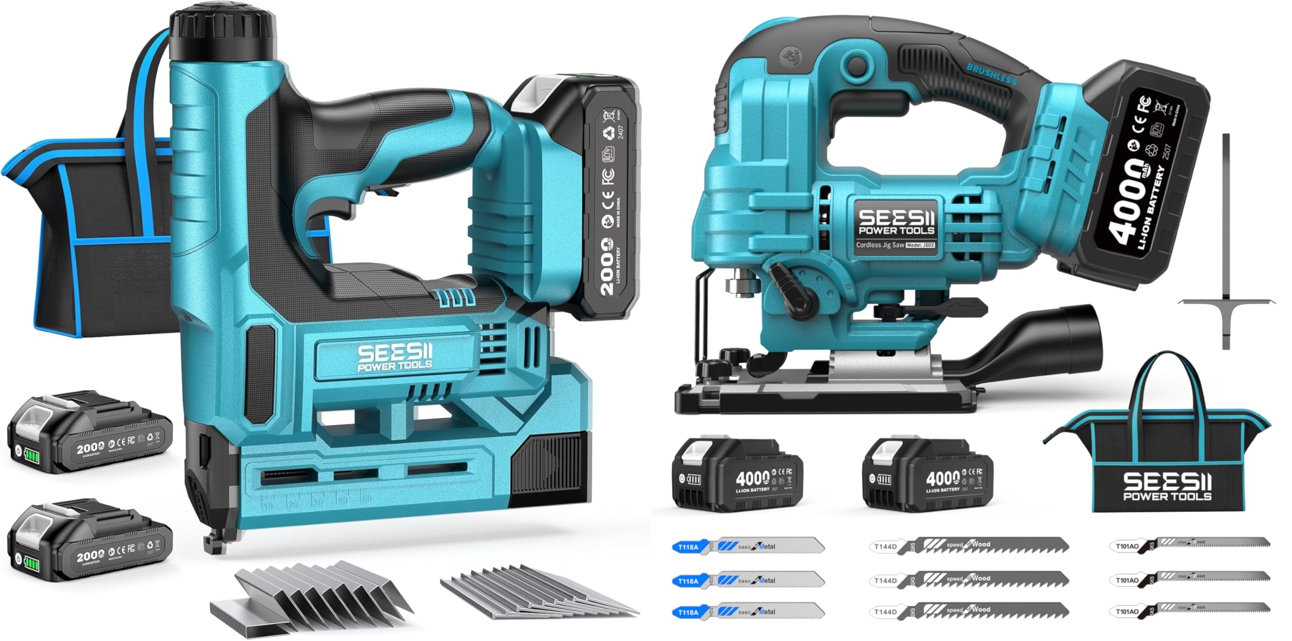 SEESII Bundle Deal 18 Gauge Cordless Brad Nailer + Cordless