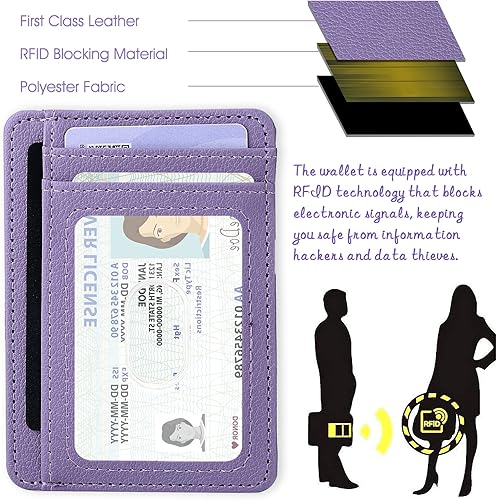Miniatura 5 de Giantree Estuche para tarjetas de crédito con bloqueo RFID, fundas delgadas para tarjetas de crédito, funda de identificación de piel, cartera de