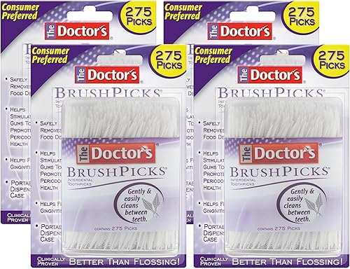 The Doctor's BrushPicks Interdental Toothpicks, 275 Count (Pack of 4)