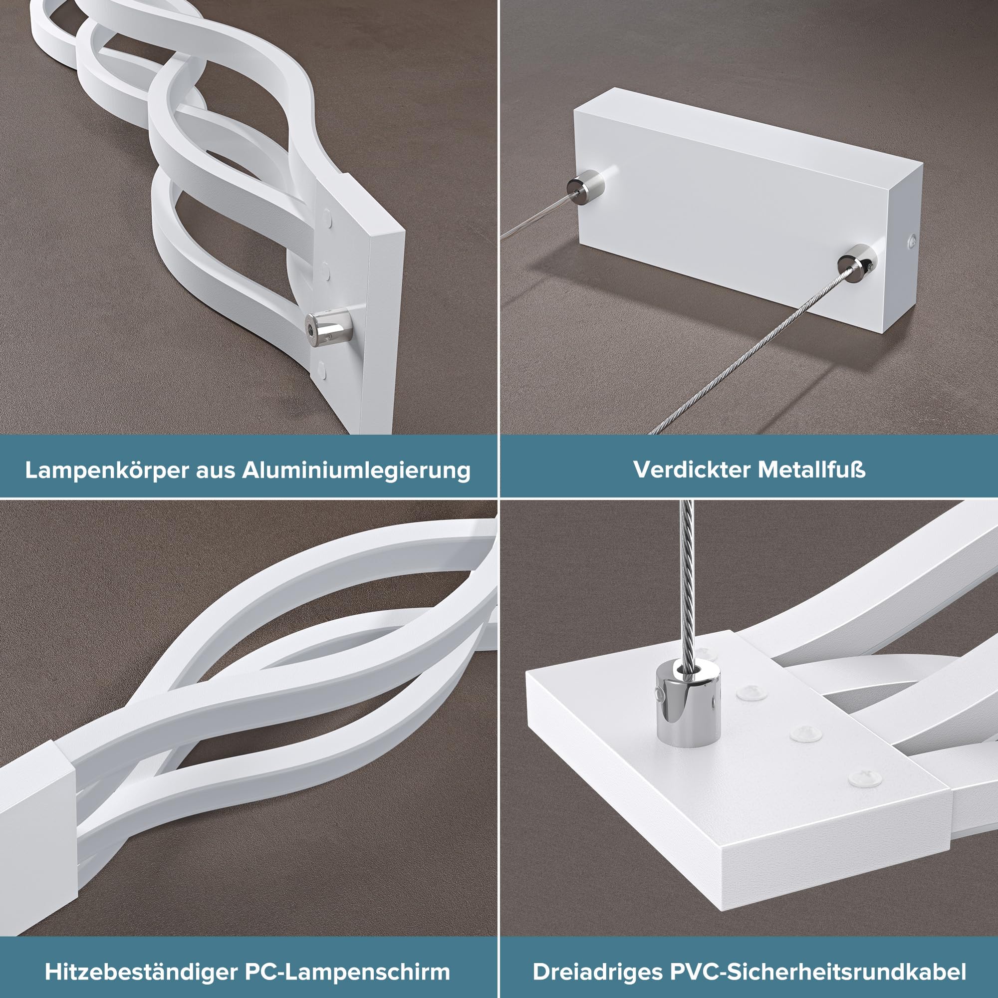 doporro Pendelleuchte Esstisch LED 60W Dimmbar mit Fernbedienung Weiß | Hängelampe Esstisch Höhenverstellbare Esszimmerlampe Intelligente Nachtlicht-& Speicherfunktion für Wohnzimmer, Alivetta3301