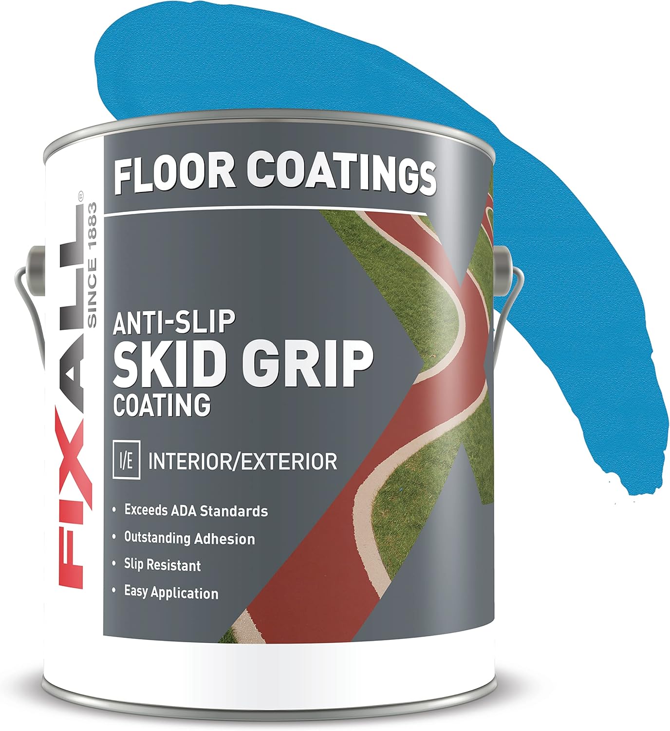 FixALL Skid Grip Anti-Slip Coating, 1 Gallon, Cobalt, Exceeds ADA Standards, Ideal for Safety Areas, Slip-Resistant Pavement, Cement & Concrete Paint