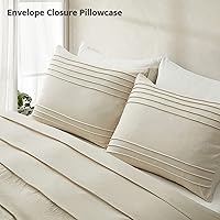 Vista 6 de Oli Anderson Funda de edredón beige tamaño King, funda de edredón plisada King, juego de ropa de cama texturizada suave y transpirable de 3 piezas