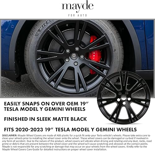 Miniatura 10 de Mayde Tapacubos de 19 pulgadas para Tesla Model Y 2020-2022, fundas de repuesto para ruedas (dorado)