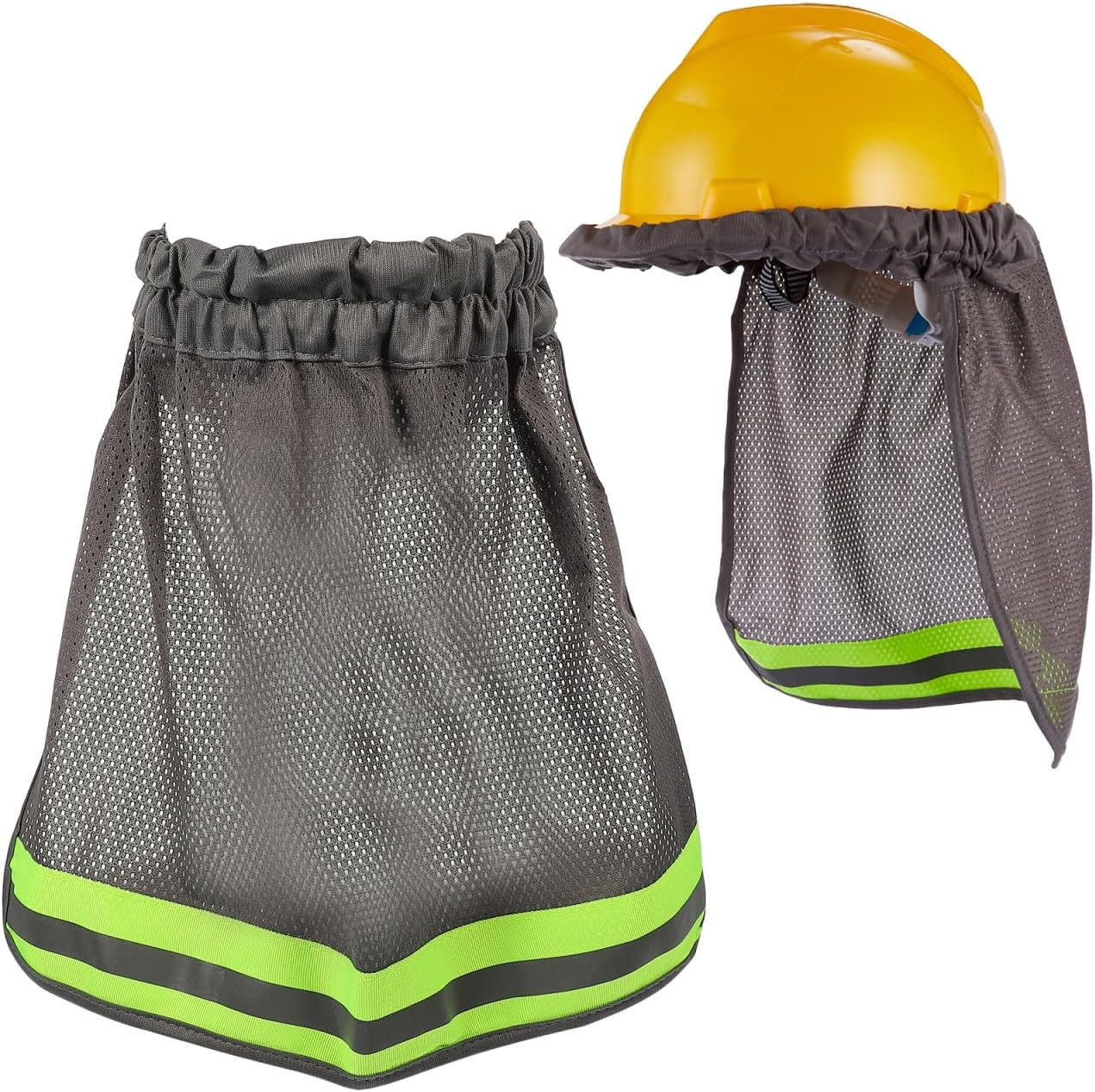 COHEALI Reflective Hat Cover for Hard Hats Breathable Neck Shade with High Visibility for Outdoor Construction Workers - Grey