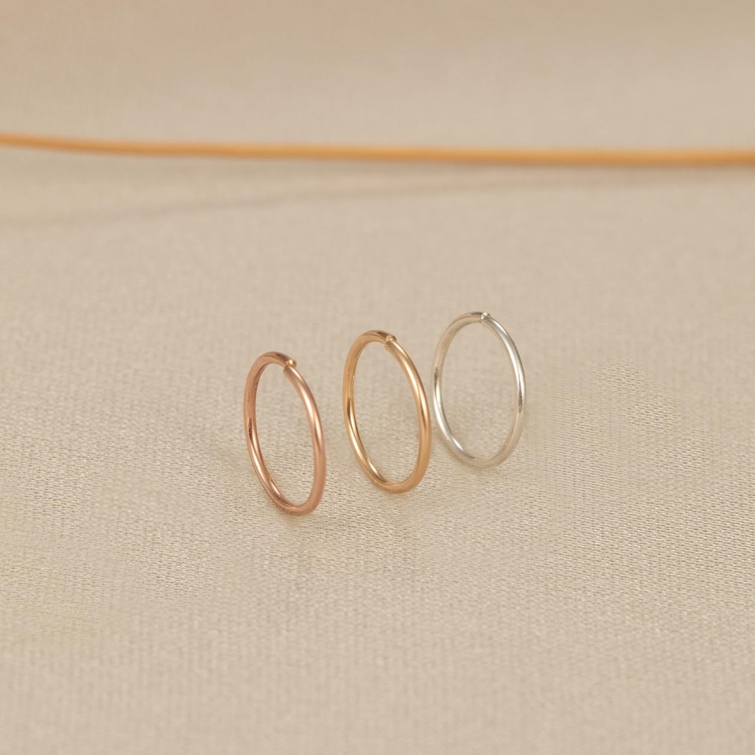 3Pcs Thin Nose Rings Hoops for Women, 14K Gold Filled, Sterling Silver, Rose Gold, 22 Gauge Nose Rings 7mm, 22G Gold Nose Ring, Small Nose Ring Silver - Image 5