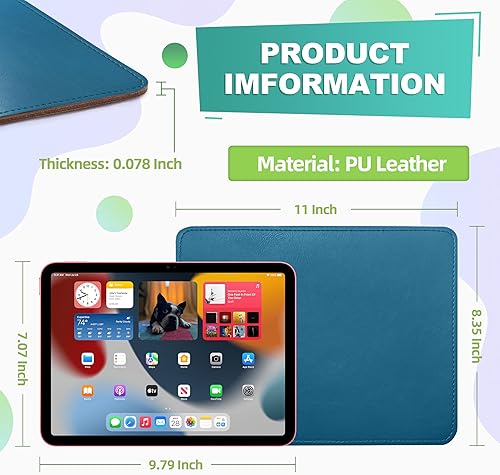 Miniatura 9 de Tapete para mouse de cuero sintético con borde cosido y base de microfibra con antideslizante a prueba de agua Tapete para mouse para computadora,