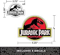Vista 5 de Calcomanías con licencia de Parque Jurásico - Juego de 7 dinosaurios y logotipos, calcomanías de vinilo impermeables para auto, camión, botella