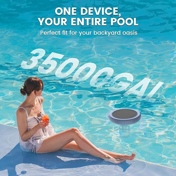 Solar Pool Ionizer, Floating Copper Ionizer for Pool Water Balance, up to 35,000 Gallons, 85% Less Chlorine, Ideal for Most Pool Types - 5