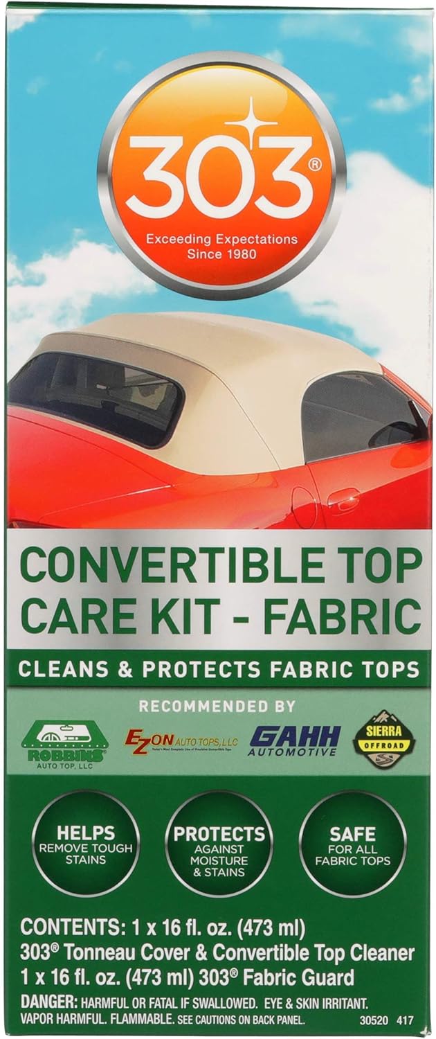 303 Products (30520) Convertible Top Cleaning and Care Kit with Cleaner and Fabric Guard Helps Maintain Water Repellency, Protects Fabric Convertible Tops and Tonneau Covers, 32 fl oz