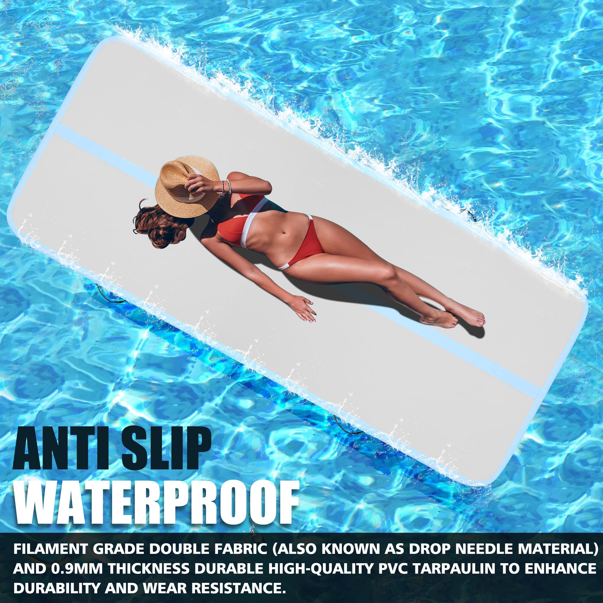 BPB Inflatable Gymnastics Mat. 10ft Air Tumble Track for Home Use/Training/Gymnastics/Cheerleading/Yoga/Pilates/Martial Arts/Gym/Beach/Cheerleading/Water Fun