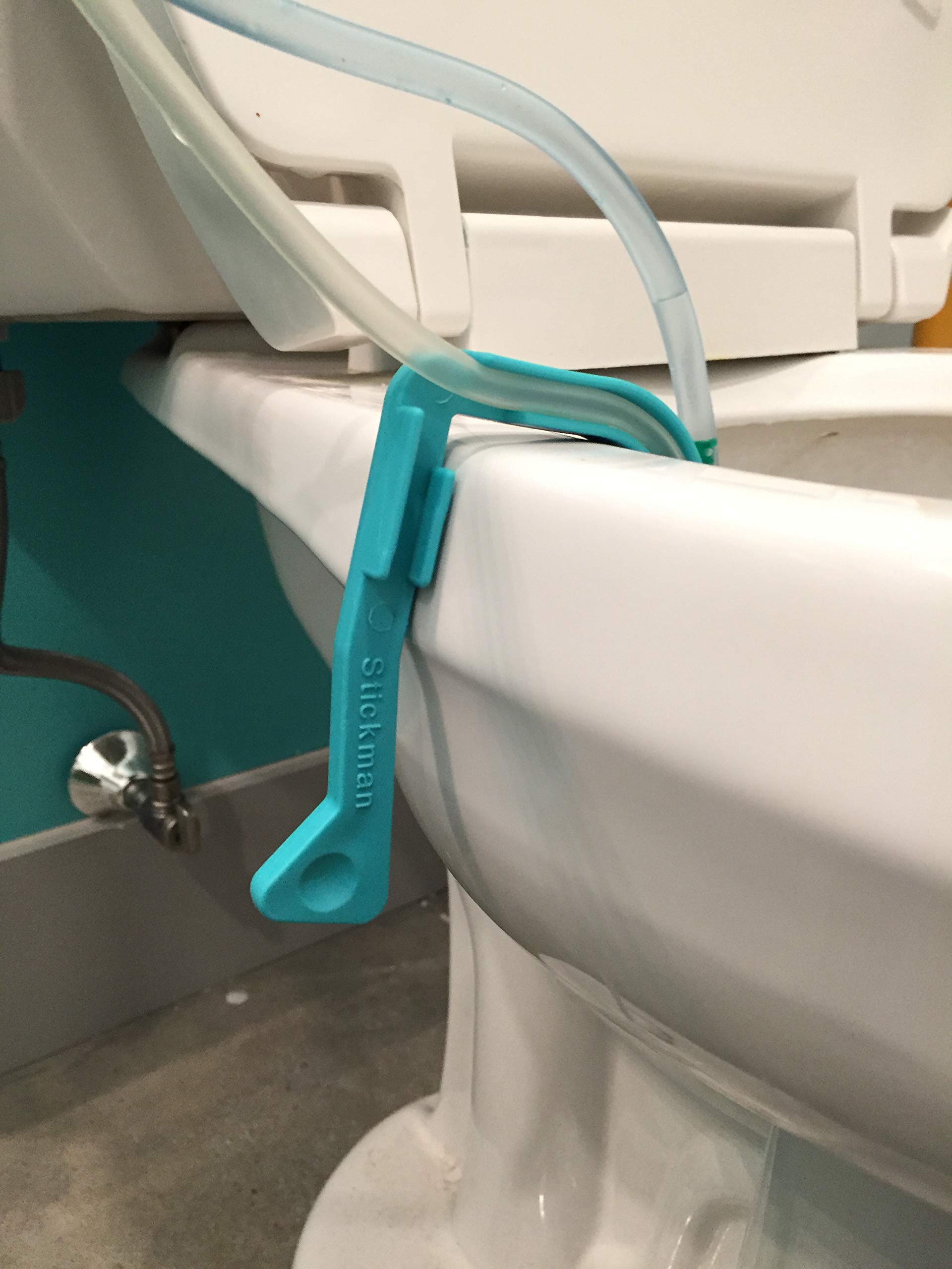 Stickman Dialysis Drain-Away PD Toilet Clip - Turquoise Plastic - Fits Up to 1.5 Inch Rim