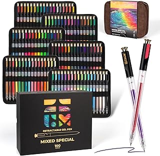 ZSCM Retractable Gel Pen For Adult Coloring, 100 Colors Large Capacity M...