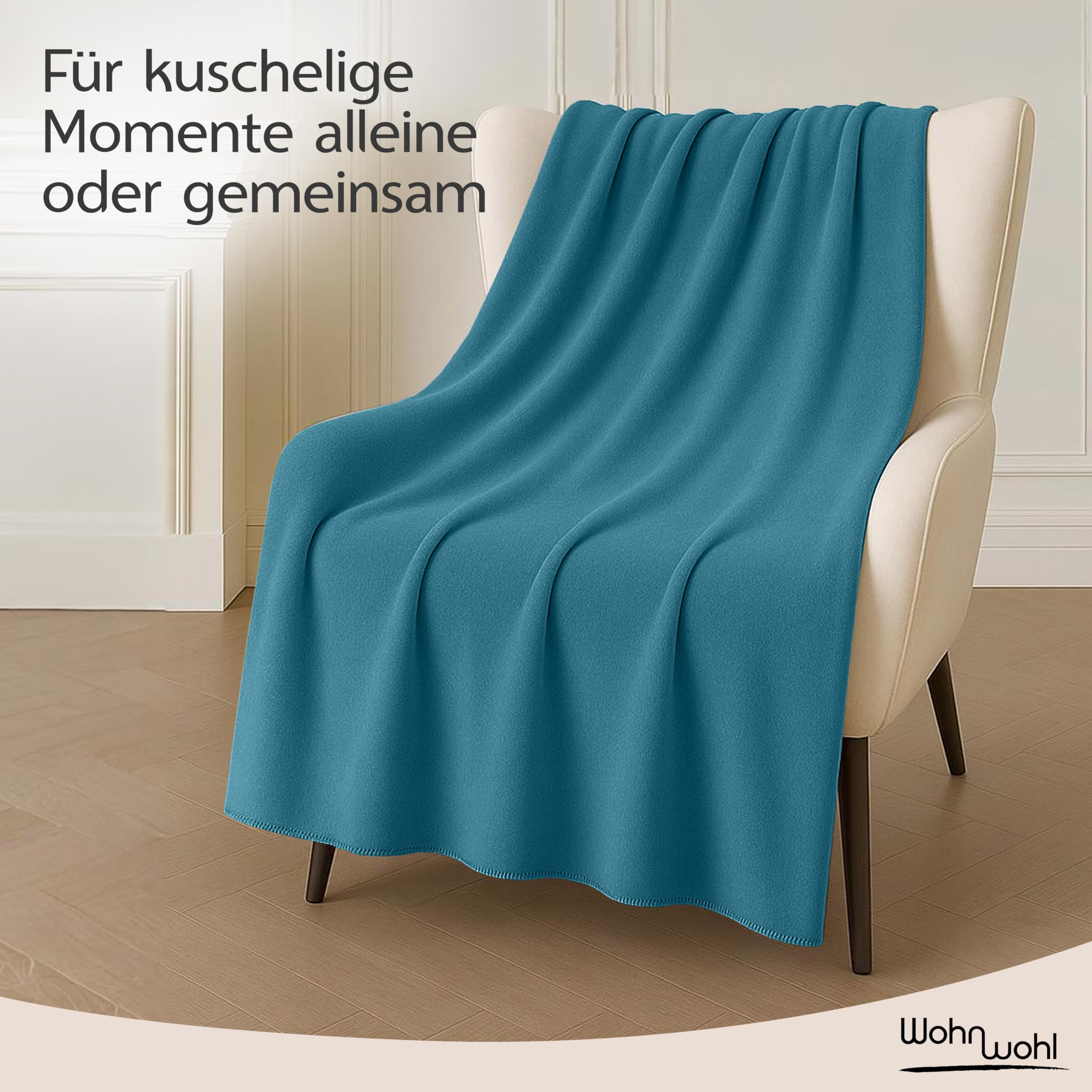 Kuscheldecke (150x200cm) • Weiche Tagesdecke • Sofadecke • Wohndecke • Schlafdecke • Oeko-Tex zertifizierte Baumwolldecke • Samtig weiche Decke • Farbe: Petrol
