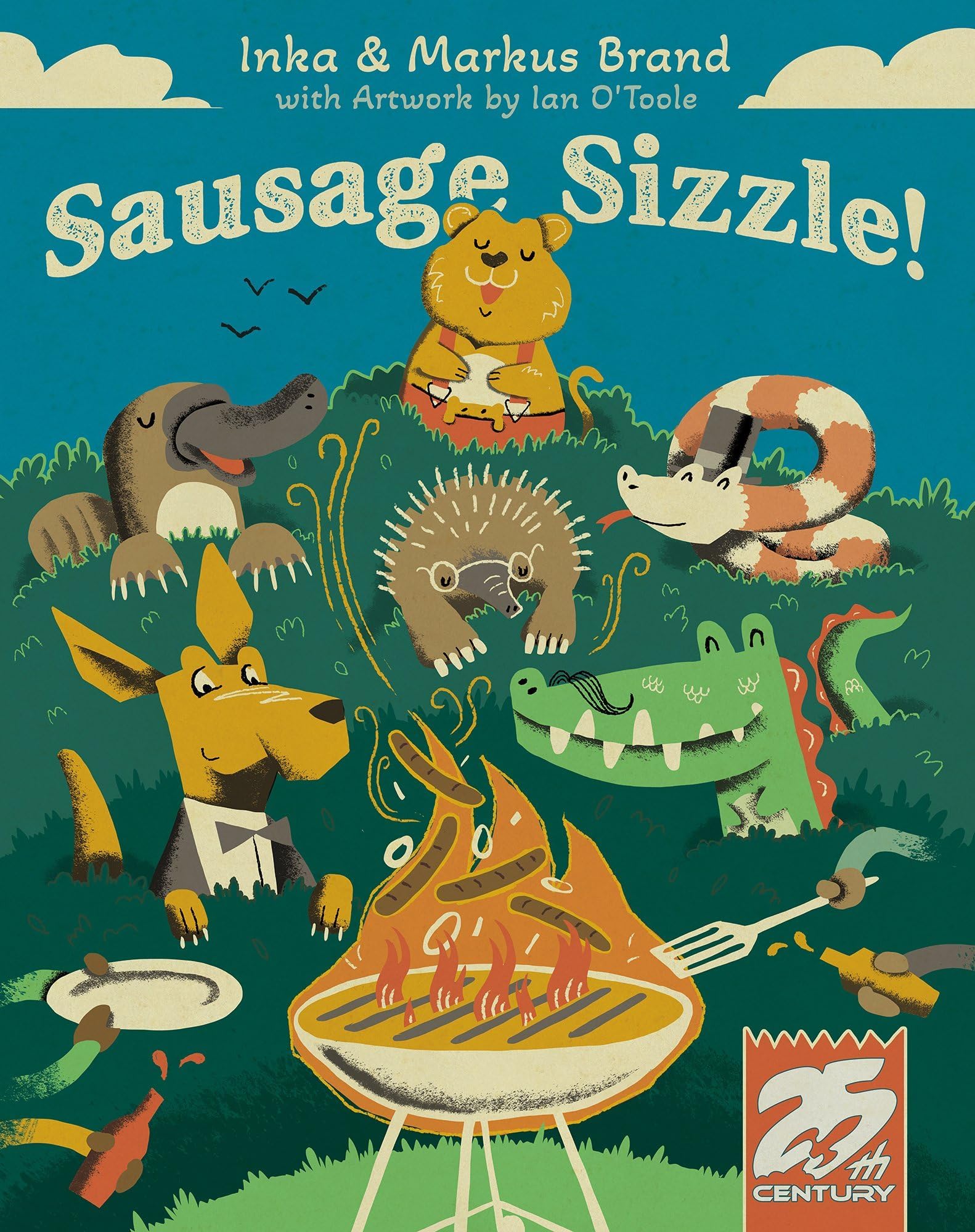 25th century game sausage sizzle, good luck dice rolling game featuring Australian animals stealing food