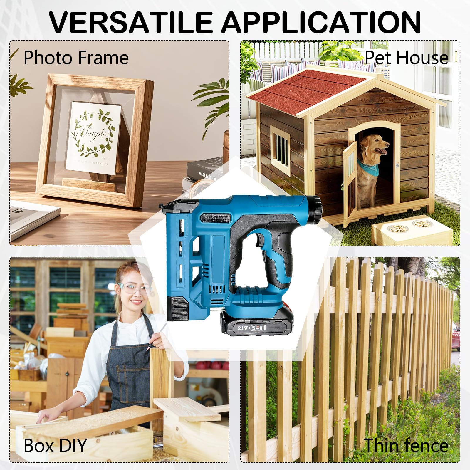 Chiodatrice graffatrice a batteria 2 in 1, con 2 x 2,0 Ah compatibile Makita 18V, chiodatrice 18GA con borsa e 1000 chiodi e graffe, profondità regolabile, per legno e fai da te
