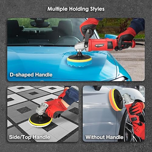 Miniatura 5 de KITLUCK Pulidora de búfer, pulidora rotativa de 12Amp 6 7  para detalles de automóviles, 1400 W 7 velocidad variable máquina pulidora de búfer de