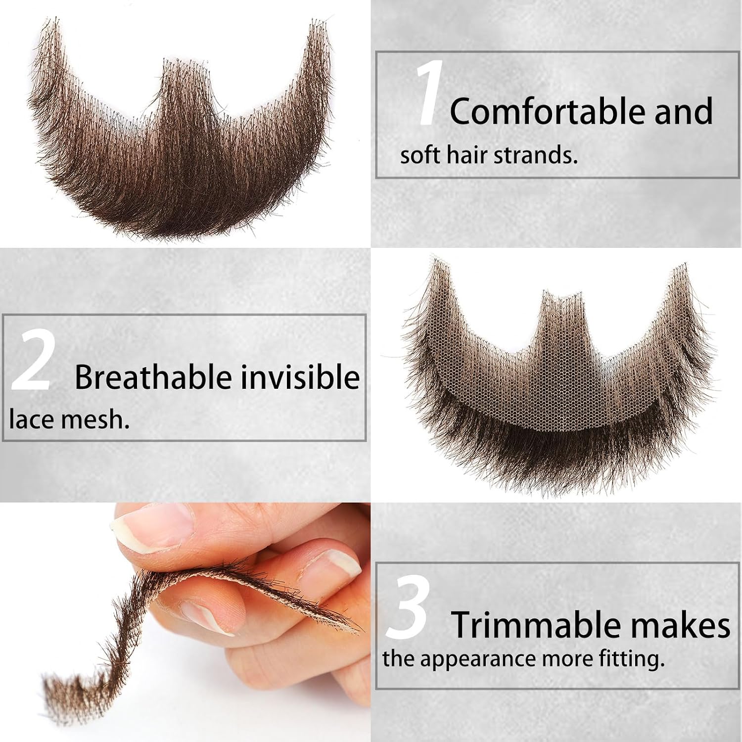 Fake Beard Goatee Realistic Mustache 100% Human Hair Brown Fake Beard Goat Beard Halloween Dressing/Drama/Party/Movie (Brown (goatee))