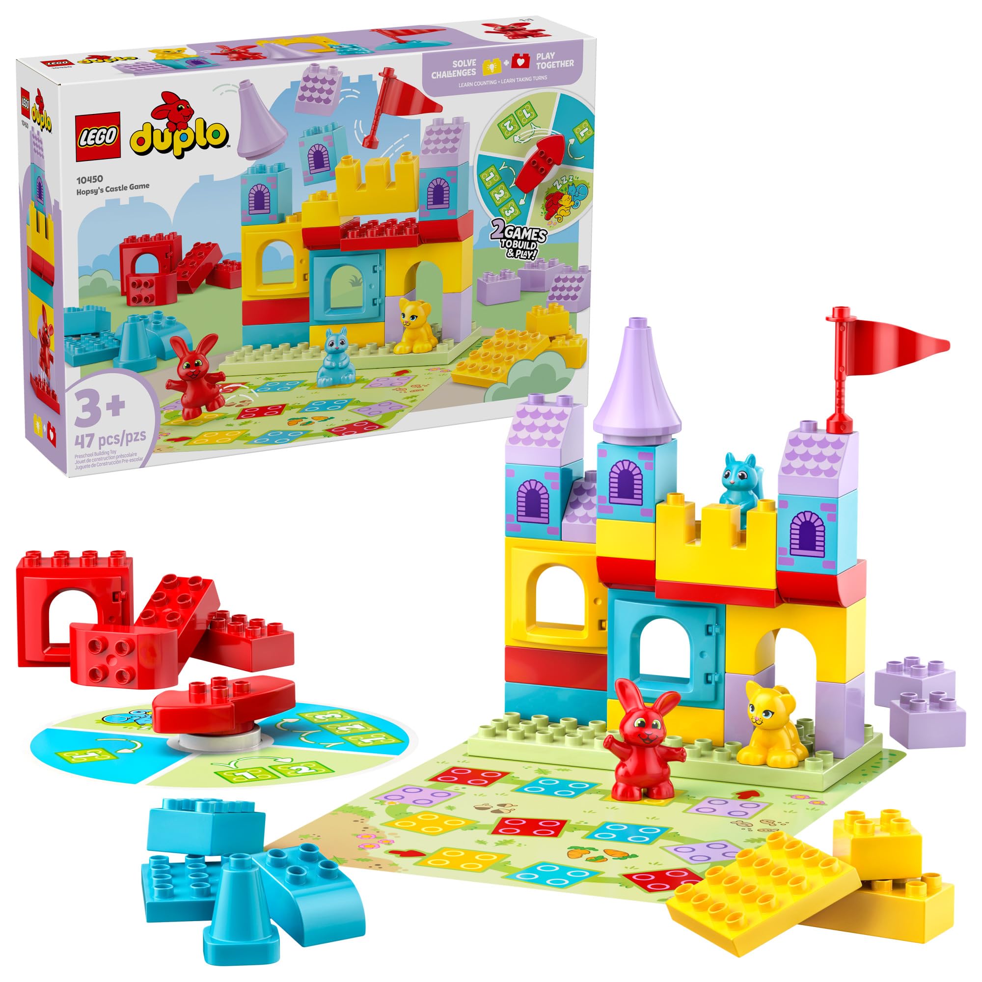 LEGO DUPLO Hopsy’s Castle Game Building Toy for Pretend Play - Learning & Education Play Set for Boys & Girls, Ages 3+ - Toddlers Learn Skills Through