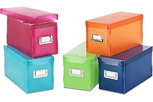 Stackable Assorted Color Plastic Storage Boxes for CDs with Lids
