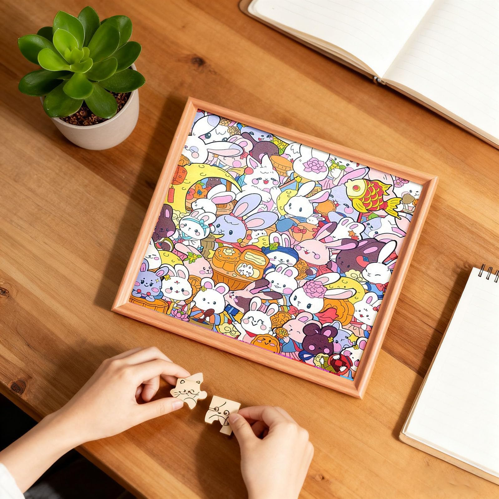 Puzzle Hasenförmiges Holzpuzzle, niedliches hasenförmiges Holzpuzzle Selbstbemalen, Bunte Hasenpuzzles für Kinder und Erwachsene, Weihnachten, Geburtstag, Ostern (6 ml)